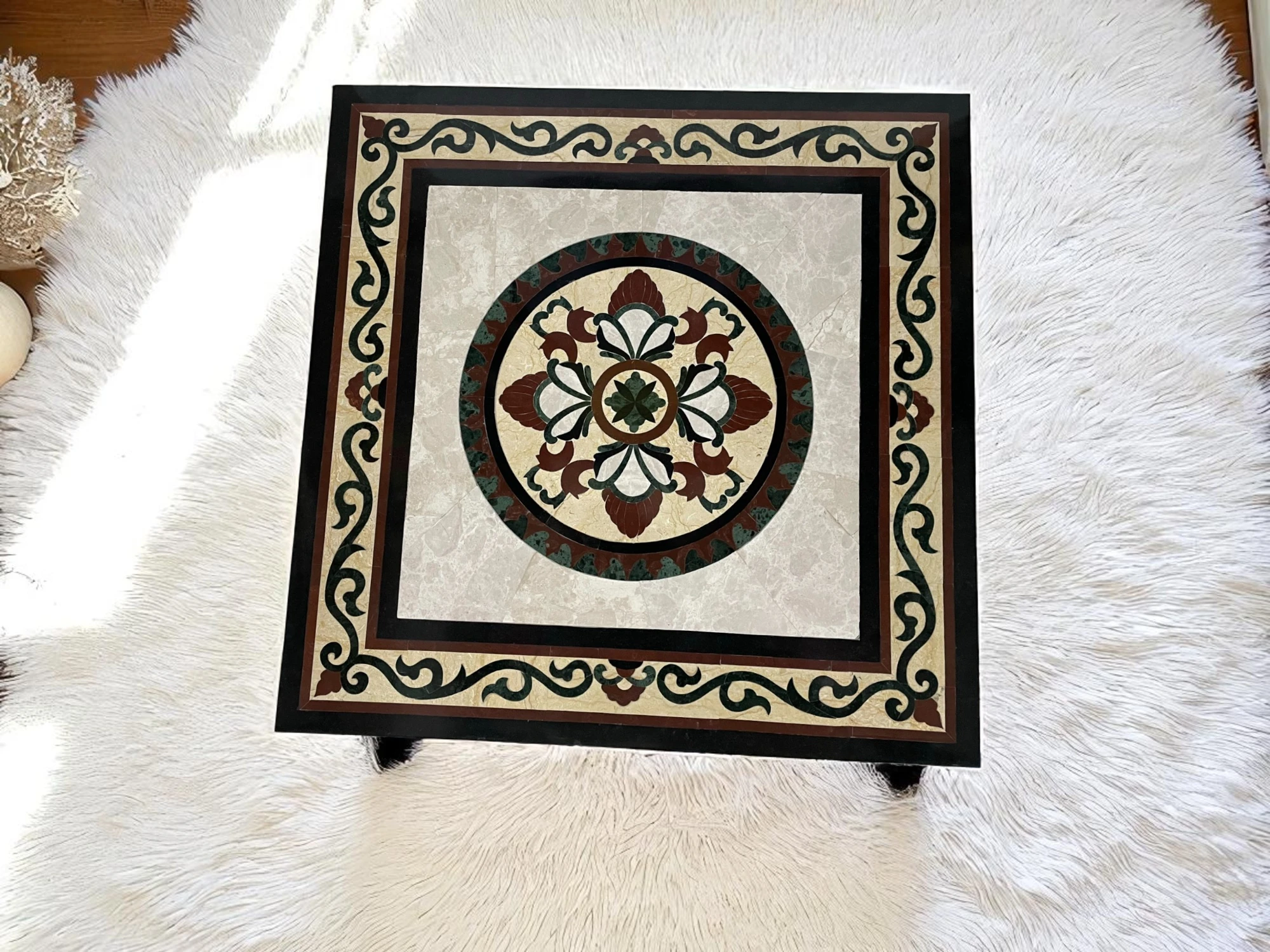 Luxury Square Marble Tables – Handcrafted by Vedant Artisans